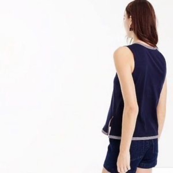 J.Crew Split Neck Sleeveless Blouse with Trim - Picture 6 of 7